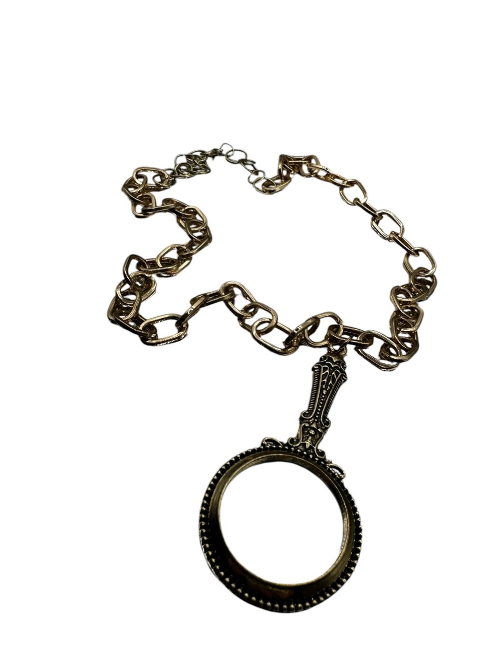 Gold-Tone Decorative Magnifier Pendant Necklace